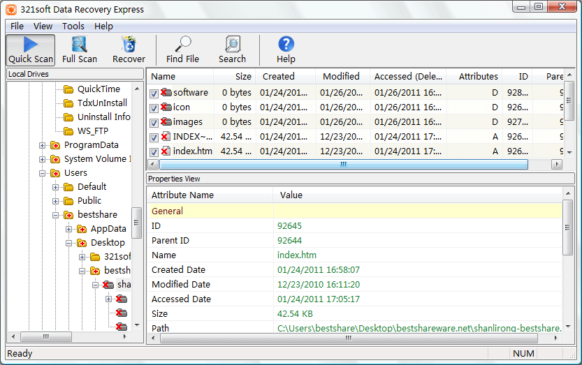Screenshot for 321Soft Data Recovery Express 2.13